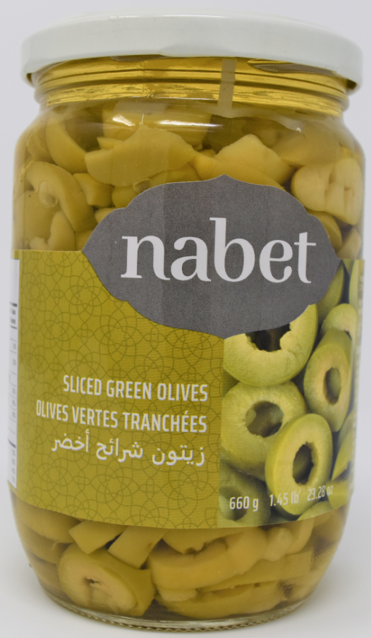 NABET SLICED GREEN OLIVES 650ML X 12
