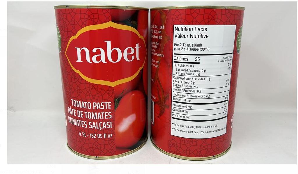 NABET TOMATO PASTE TIN 4.5L X 3