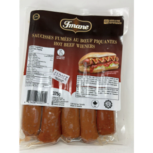 IMANE HOTDOGS HOT BEEF WIENERS 375G X 12