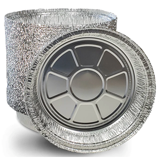 PKG CHEF ELITE ROUND ALUMINUM CONTAINERS 8" 30 GAUGE 125 X 4