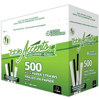 PKG TABLE ACCENTS WRAPPED PAPER STRAWS 8" 7MM 6 X 500
