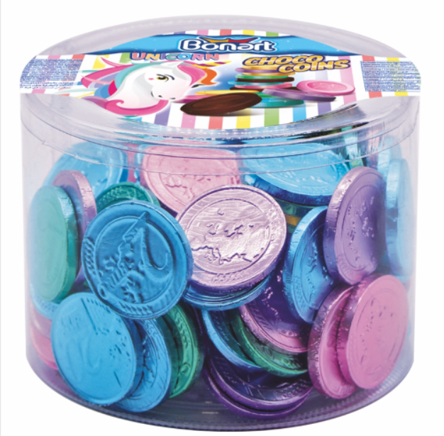 BONART 1310 UNICORN COIN COMP. CHOCOLATE PVC 500G X 12