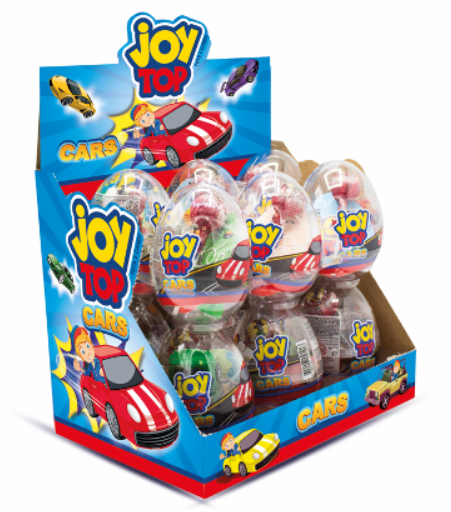 BONART 9190 JOYTOP CARS CRYSTAL EGG LOLLIPOP WITH SURPRISE TOY 11G X 12 X 6