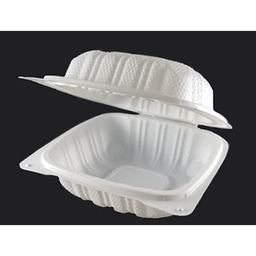 [000826] PKG-CH MFPP HINGED SANDWICH CONTAINER WHITE 6X6 X 400